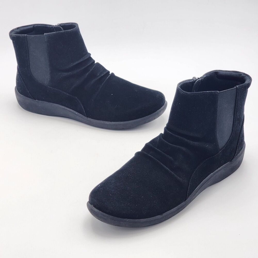 Clarks Cloudsteppers Sillian Rima Soft Cushion Ankle Boots Black Women's Size 11